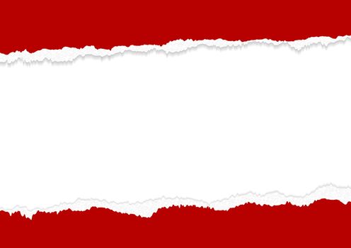 Banner design of red torn paper edges on white background with copy space vector illustration