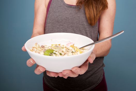 Fit woman with healthy breakfast