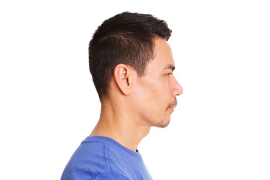 Profile of older asian man