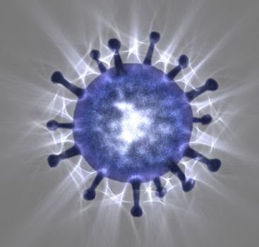 3D-Illustration of some corona virus with kirlian aura and sketc