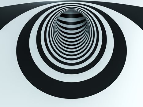 optical illusion black and white tunnel
