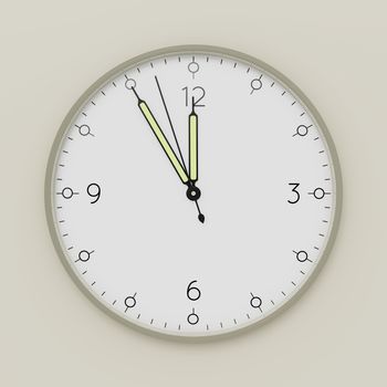 a clock shows five minutes to noon