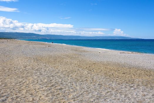 View of a gravel beach in Calabria