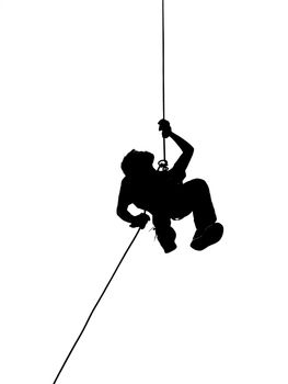 Silhouette of Person Abseiling