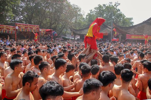 Editorial. Vietnamese People Celebrating the Dong Ky Firecracker Festival