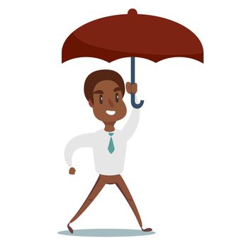Portrait of a happy African American businessman holding umbrella