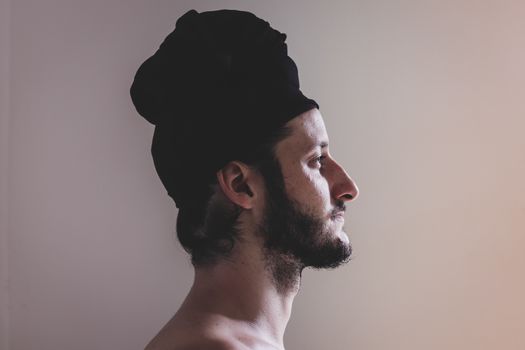 Man Wearing a Black Turban