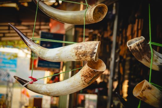 Buffalo horn decoration sold as tourist souvenirs in Buon Don village