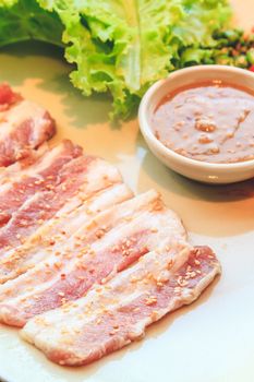 Raw pork slice for barbecue, Japanese food, Yakiniku