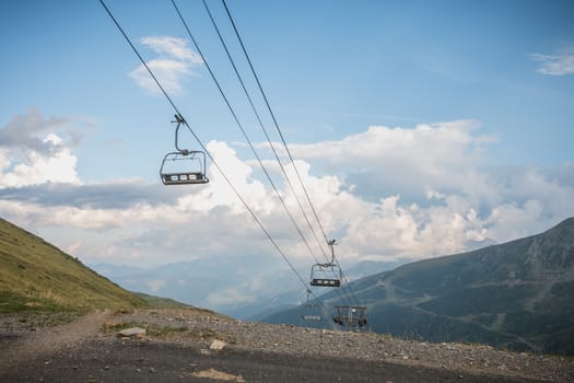 view of the Pyrenees mountains and its ski lift