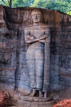 Buddha standing in rock Gal Vihara, Polonnaruwa, Sri Lanka
