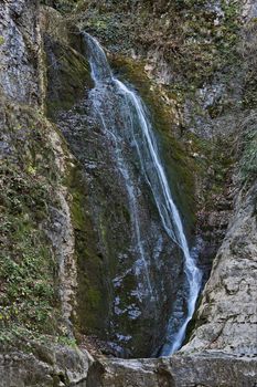 Autumn general view of waterfall Skoka or  Jump of river Kozniza in Central Balkan, near to Teteven town