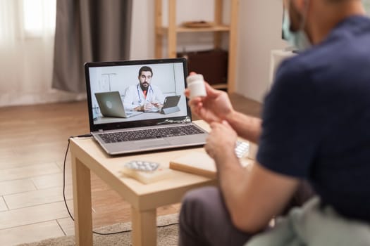 Rear view of patient in video call