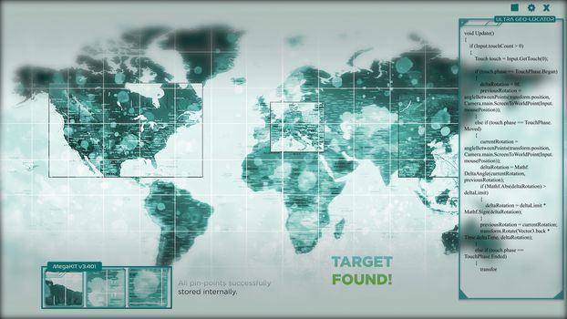 Animation of a world map with hackers targeting points on it