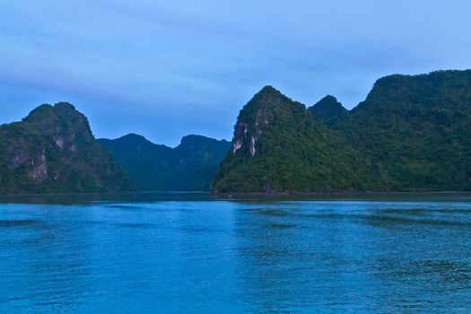 Ha Long bay green island Halong mountains Vietnam.