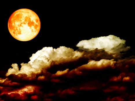 super full blood moon heap red cloud night sky