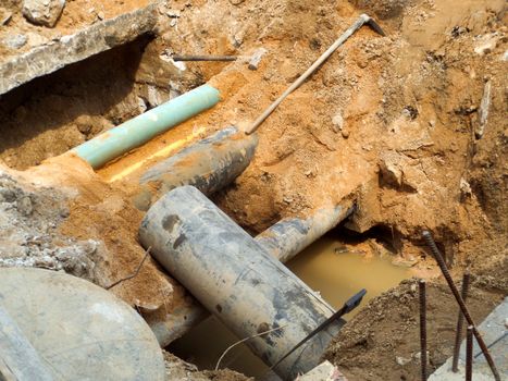 dig dirt to underground pipes repair or replacement