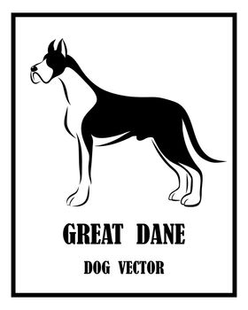 Great Dane dog black and white vector eps 10