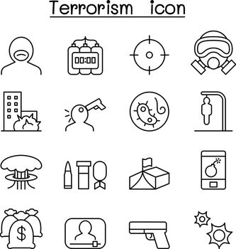 Terrorism icon set in thin line style