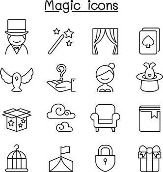 Magic icon set in thin line style