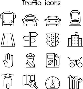 Traffic & Transportation icon set in thin line style