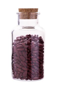 Red bean In a bottle isolated on a white background