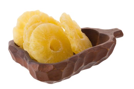 dried ananas slices In the basket, candied pineapple slice isola
