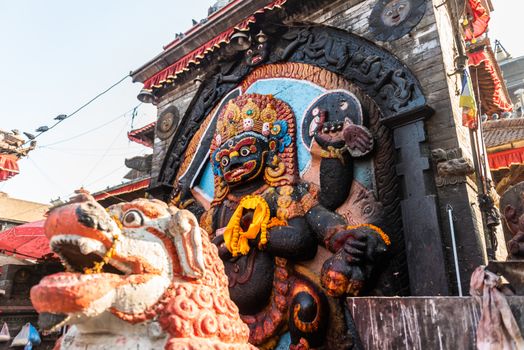 Six Armed Mahakala or Kal Bhairav statue in Durbar Square Kathmandu,Nepal.