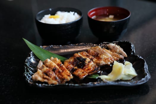 japanese food , Chicken teriyoki with rice 