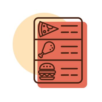 Online food menu vector icon