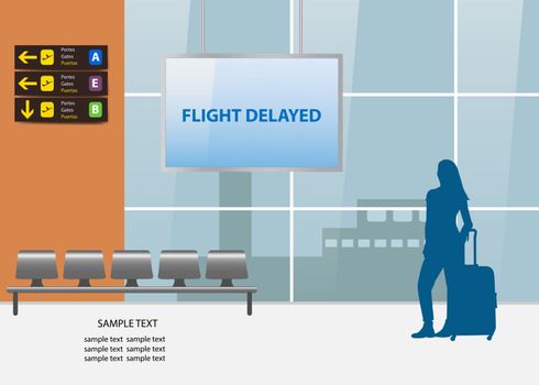 Flight delayed air travel concept vector
