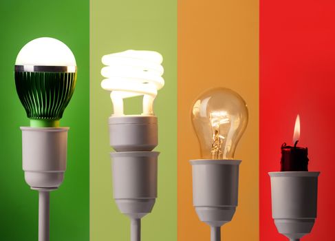 various lightings by energy savings and by colors