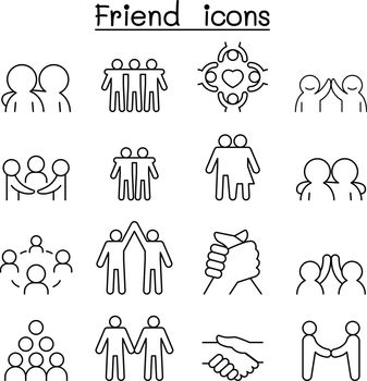 Friend & Harmony icon set in thin line style