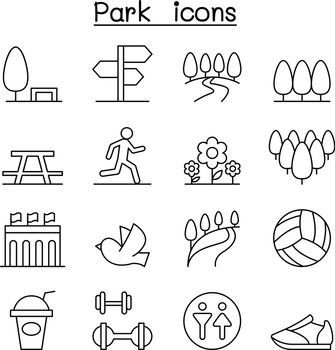 Park, Public Park, national park, garden icon set in thin line s