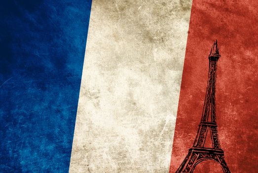 Eiffel tower with france flag