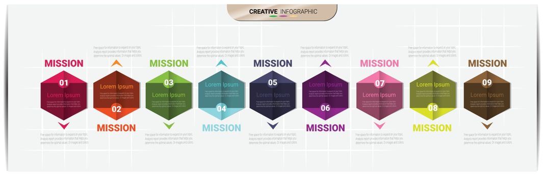 Infographic design elements for your business with 9 options