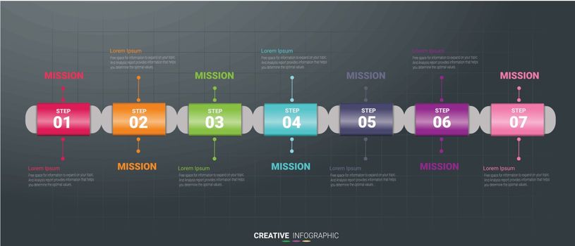 Timeline business for 7 day, 7 options, Timeline infographics design