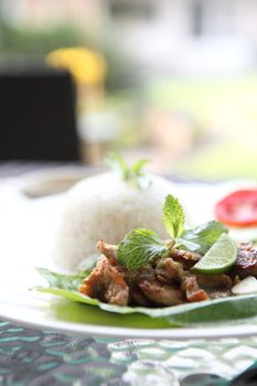 Spicy Barbecued pork with rice