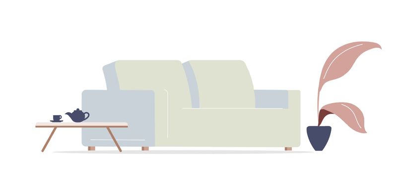 Living room interior cartoon vector illustration