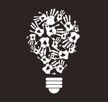 handprint in lightbulb shape , symbol of thinking concept