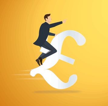 a man riding Euro icon vector. business concept illustration. way to success.
