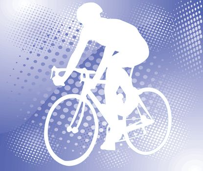 bicyclist on the abstract halftone background