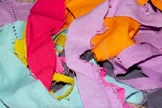 Scraps of Colourful Fabric Textiles for Background