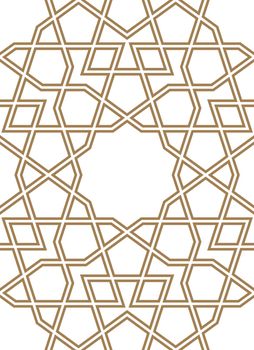 Seamless arabic geometric ornament in brown color.Fine doubled lines.
