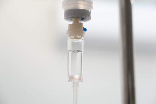 Saline solution intravenous iv drop drip in hospital.