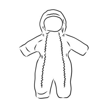 Children's jumpsuit with the hood. Sketch. children's winter jumpsuit vector sketch illustration