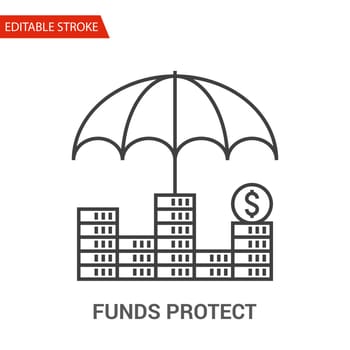 Funds Protect Icon. Thin Line Vector Illustration
