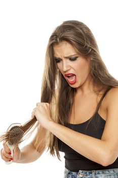 woman has a problem with combing