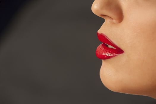 lips with red lipstick