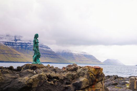 Statue of Selkie or Seal Wife in Mikladalur, Faroe Islands
